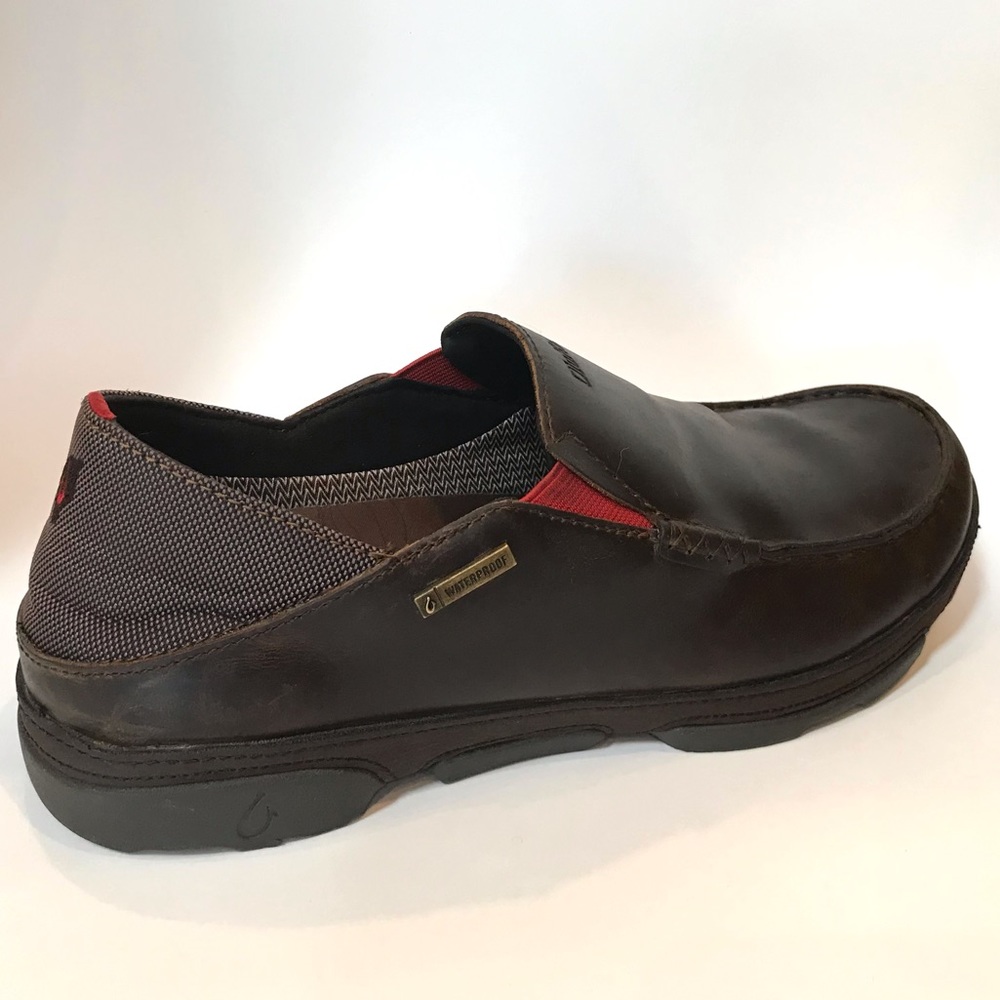 Olukai Na’i Waterproof Brown Leather Loafers Men’s (10)